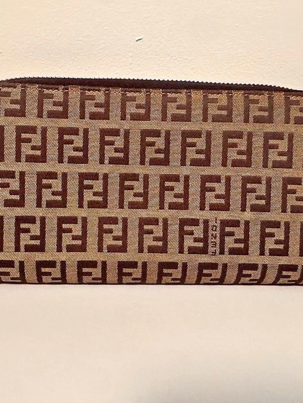 Fendi Zucca Print Zip Around Wallet in Brown